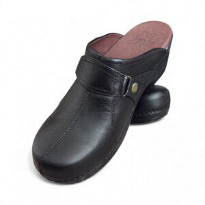 SANITA Daisy Dierdre Black Leather Clog Size 8.5 NEW WITHOUT TAGS